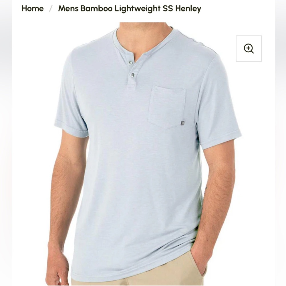 Free Fly Apparel Men's Light Blue Short Sleeve Henley